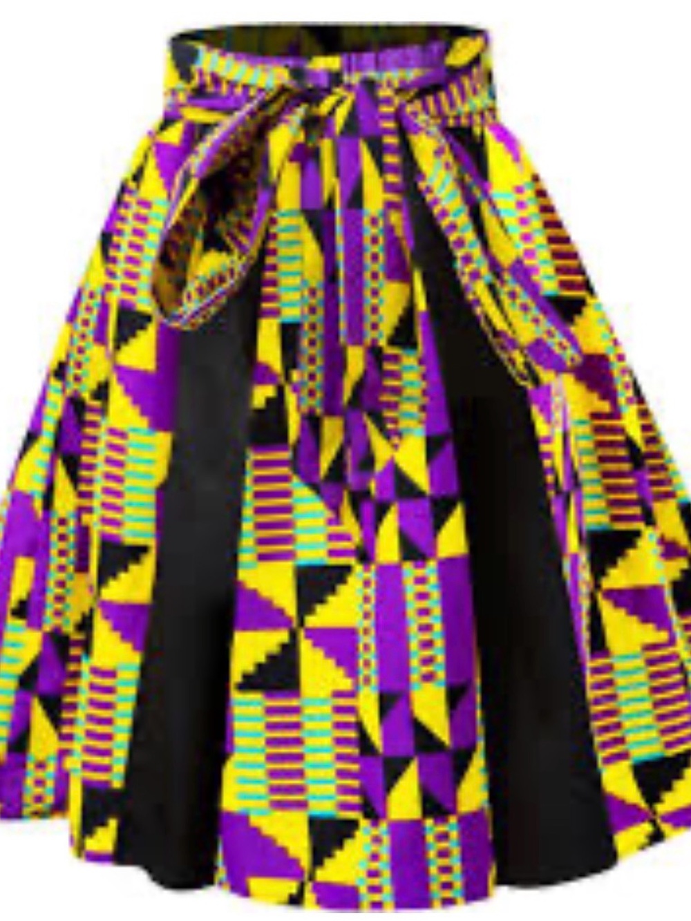 SHENBOLEN African Ankara Wax Print Splicing Skirt